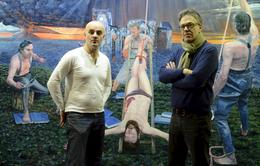 Aris Kalaizis and Michael Scholz-Hänsel in front of the St. Bartholomew-painting (2014)