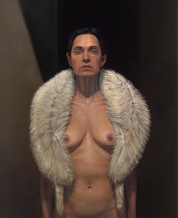Aris Kalaizis | Woman with Fur | Oil on canvas | 47 x 39 in | 2014
