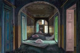 Aris Kalaizis, The Empty House, Oil on wood, 16 x 24 in, 2013
