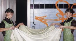 Aris Kalaizis | The doubled Woman II | Oil on wood | 35 x 63 cm | 2004